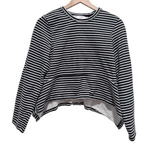 Proenza Schouler White Label Striped Cropped Sweatshirt Black Cream Size S